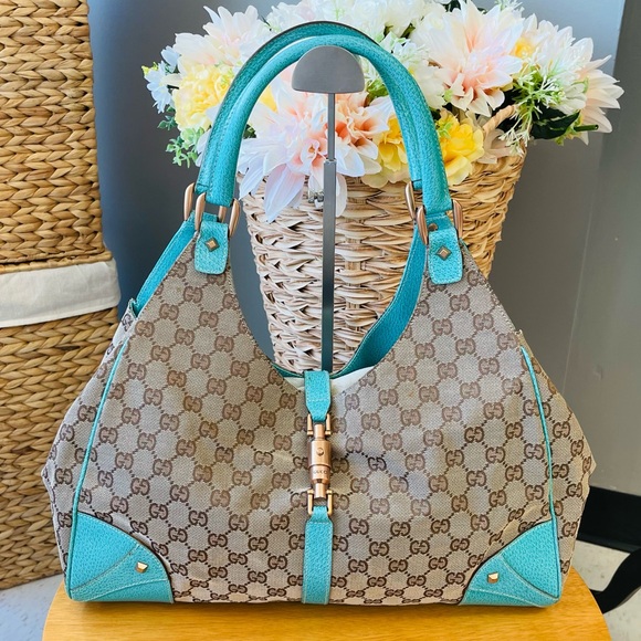 GUCCI JACKIE BARDOT HOBO & WALLET TURQUOISE - Picture 2 of 16